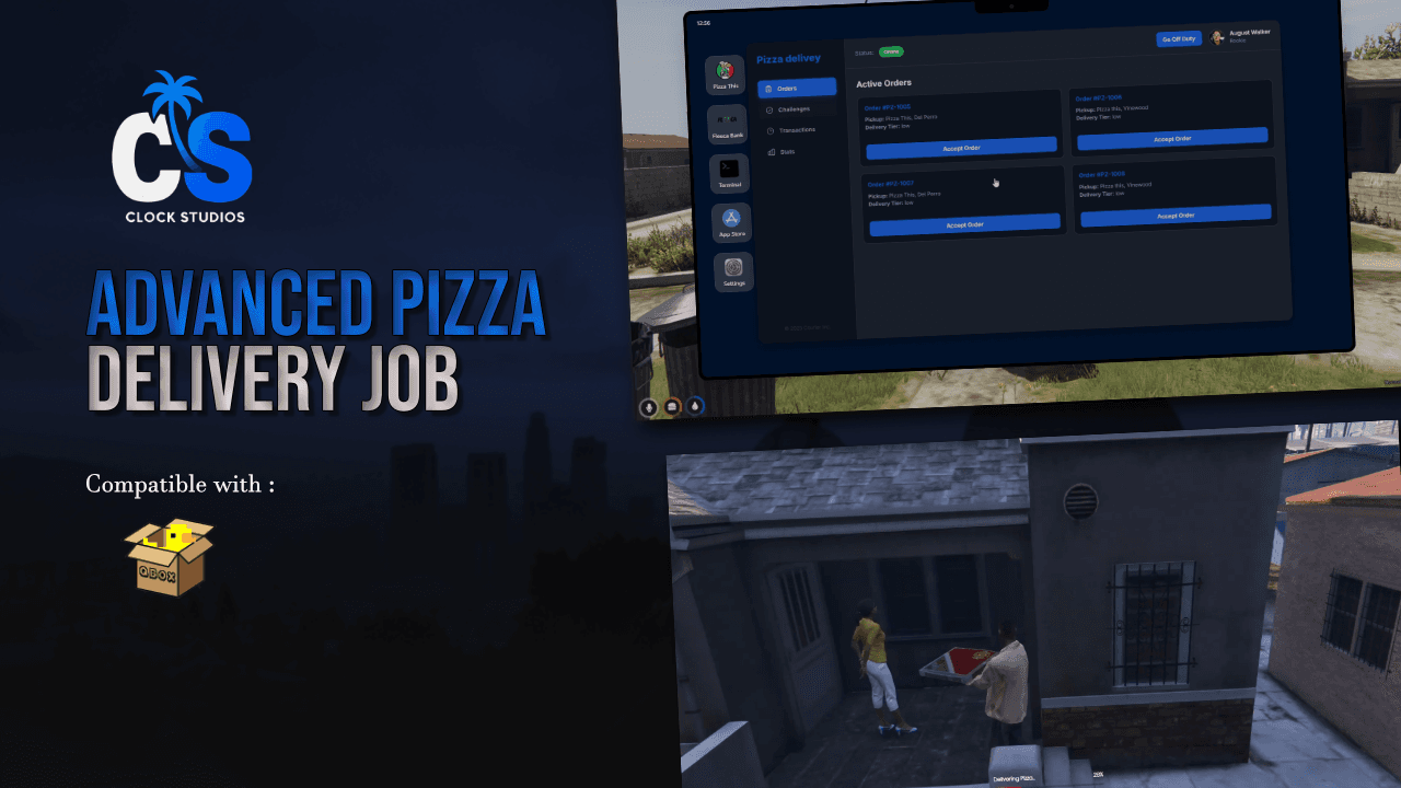 Advanced Pizza Delivery Job | FiveM Script (only works on q-box)